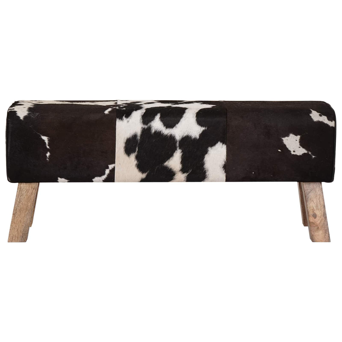 vidaXL ławka 110 x 30 x 45 cm Prawdziwa skóra Czarny i Biały