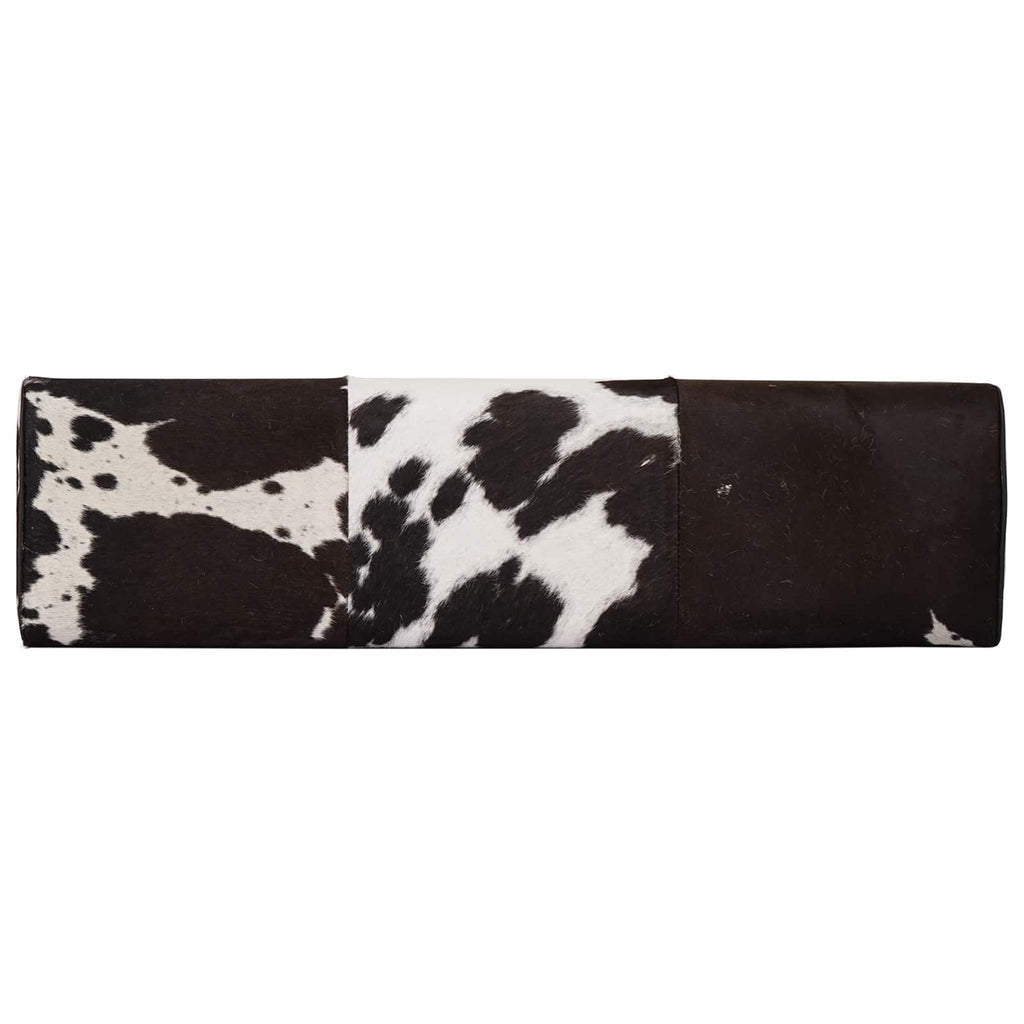 vidaXL ławka 110 x 30 x 45 cm Prawdziwa skóra Czarny i Biały