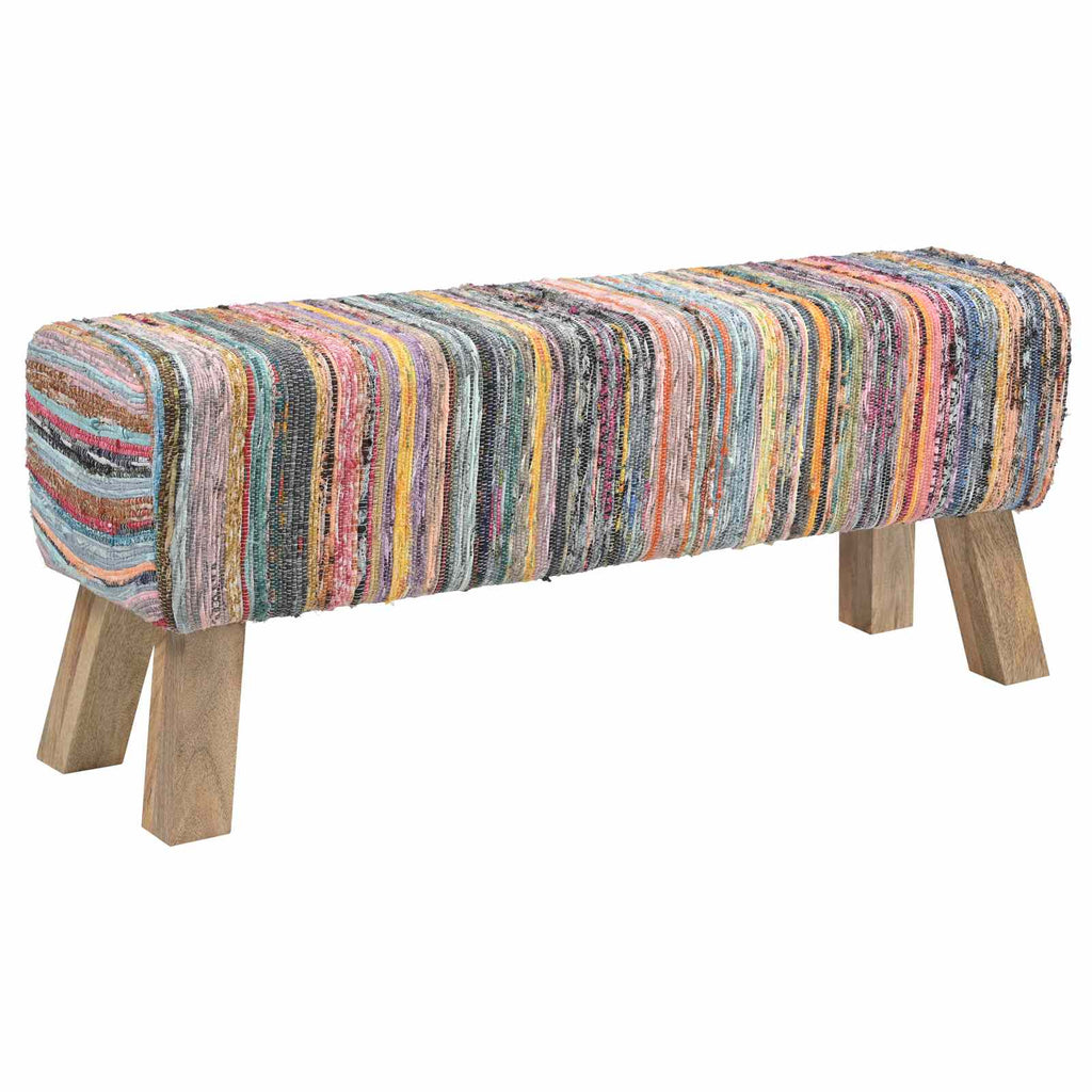 vidaXL ławka 110 x 30 x 45 cm Prawdziwa skóra Wielokolorowe