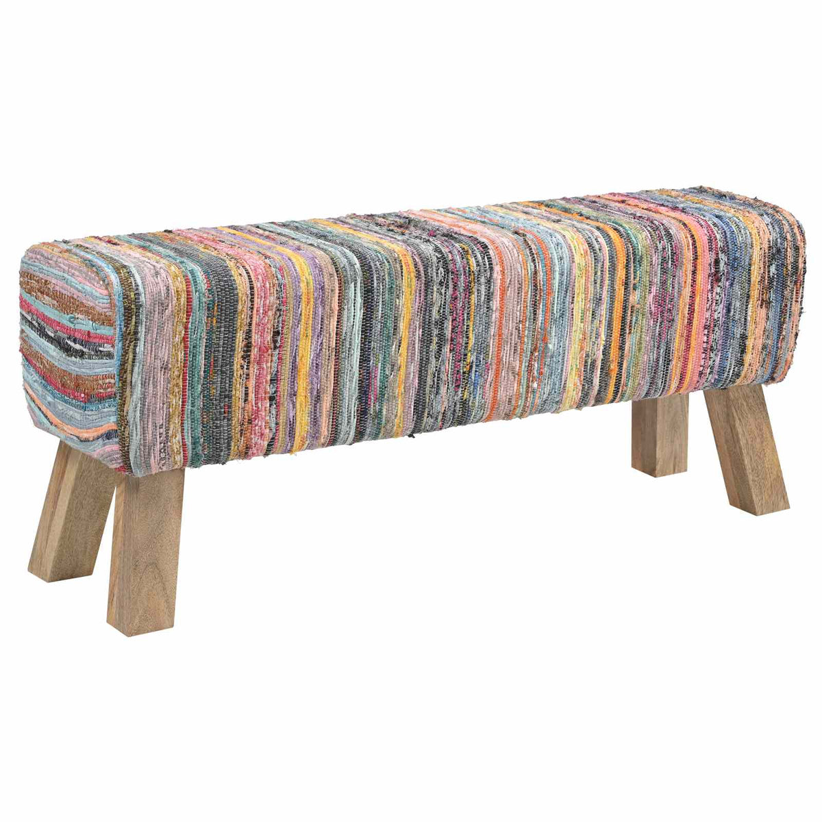 vidaXL ławka 110 x 30 x 45 cm Prawdziwa skóra Wielokolorowe