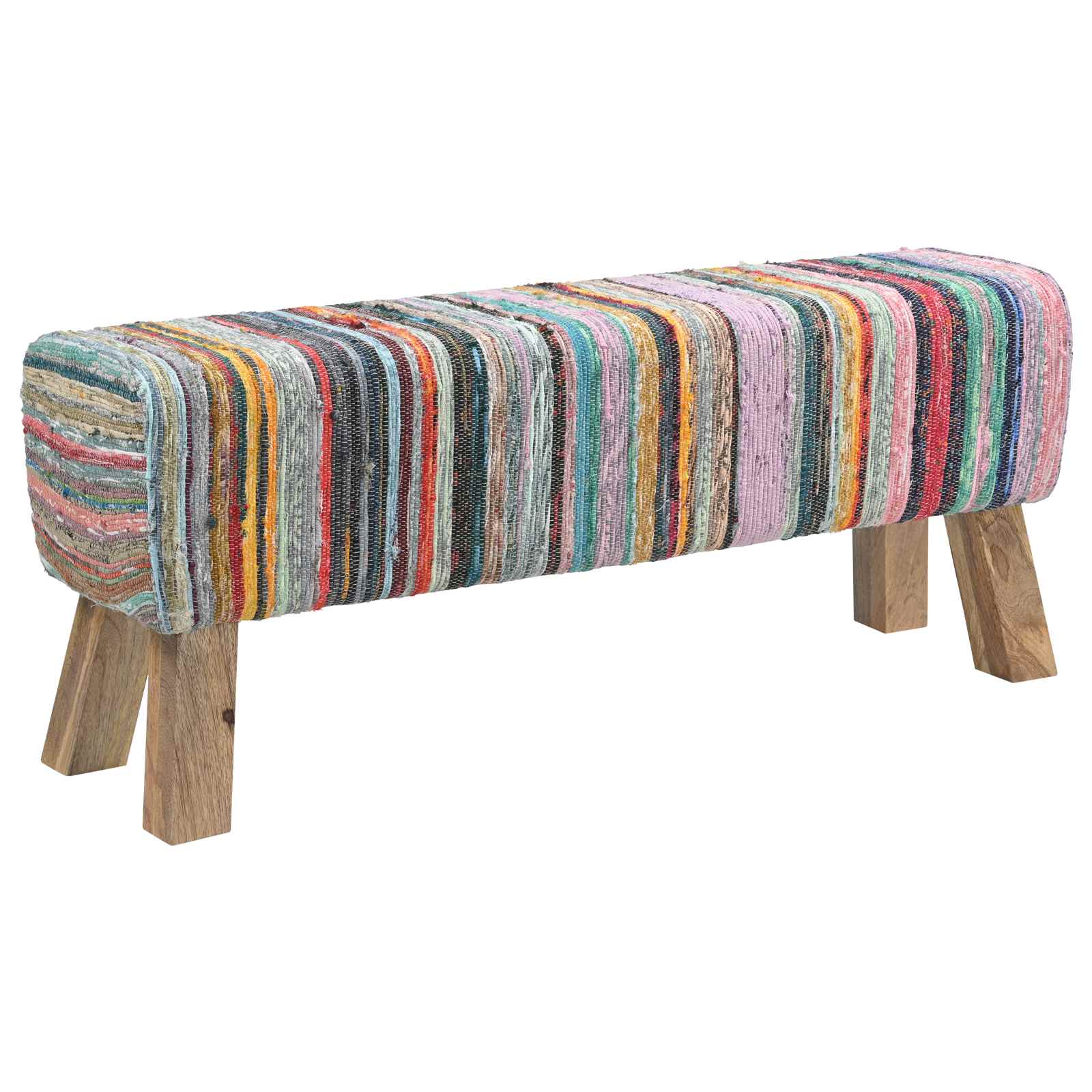 vidaXL ławka 110 x 30 x 45 cm Prawdziwa skóra Wielokolorowe