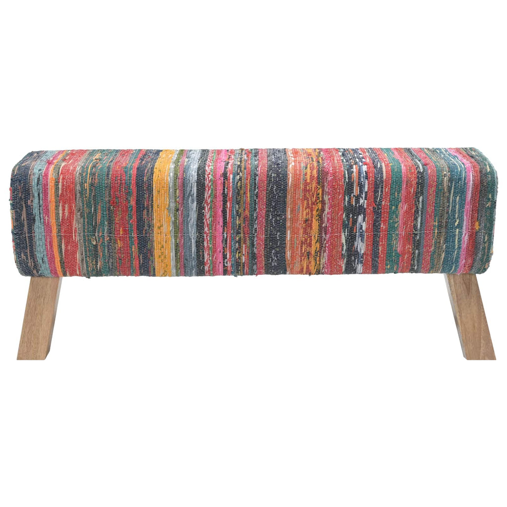 vidaXL ławka 110 x 30 x 45 cm Prawdziwa skóra Wielokolorowe