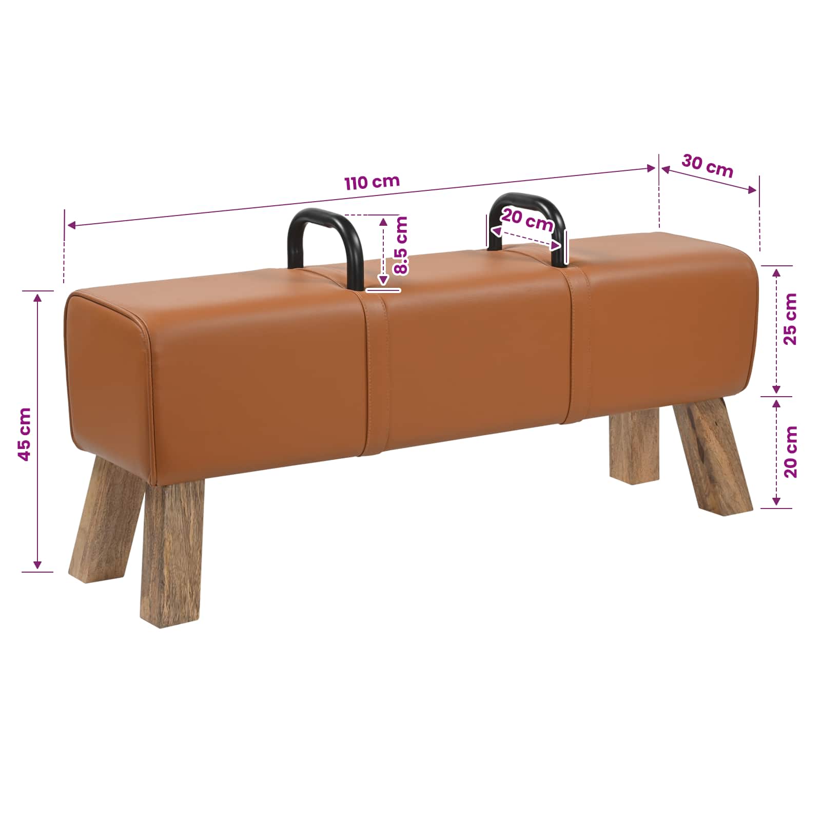 vidaXL ławka brązowy 110 x 30 x 45 cm Prawdziwa skóra
