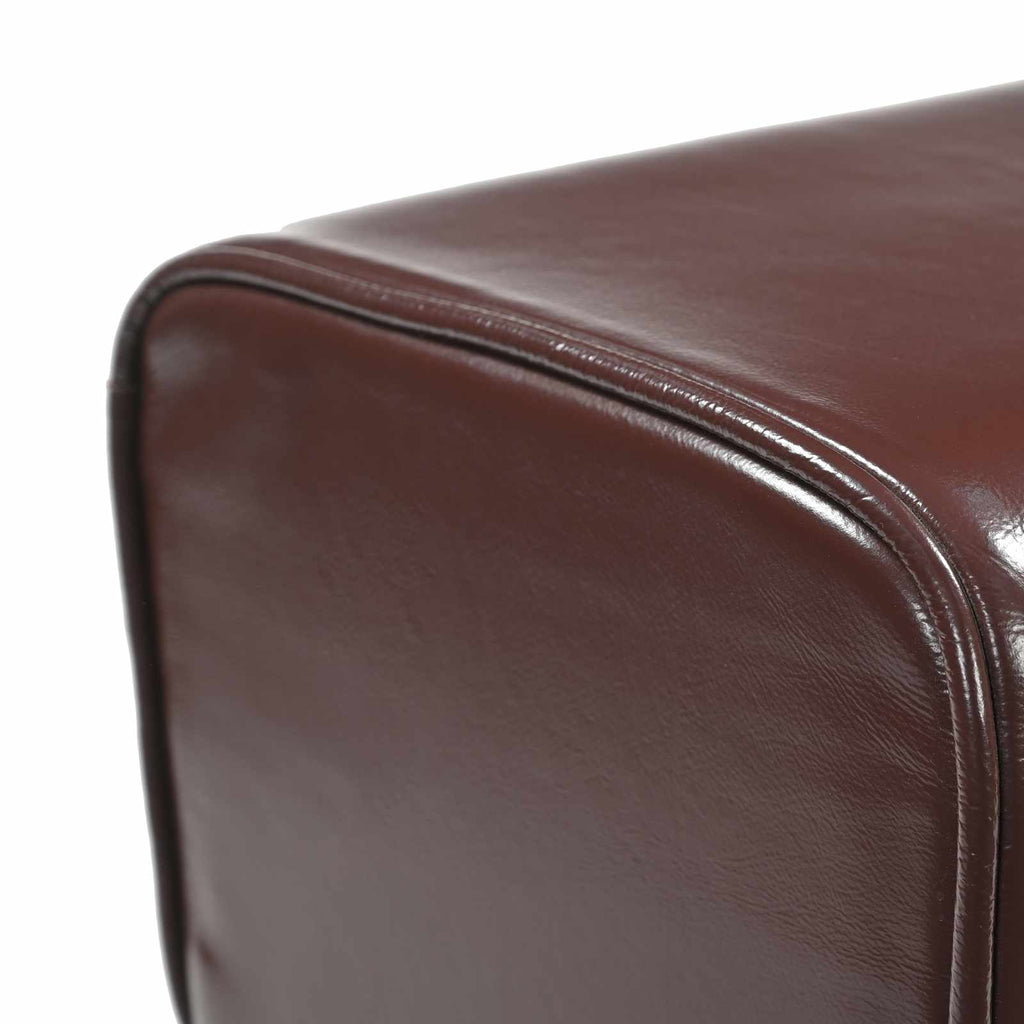 vidaXL ławka Ciemny brąz 110 x 30 x 45 cm Prawdziwa skóra