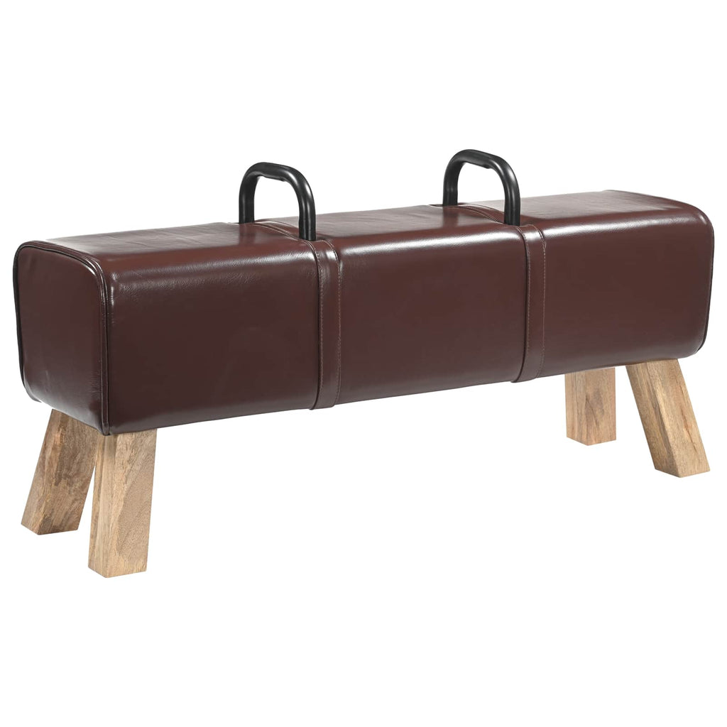 vidaXL ławka Ciemny brąz 110 x 30 x 45 cm Prawdziwa skóra
