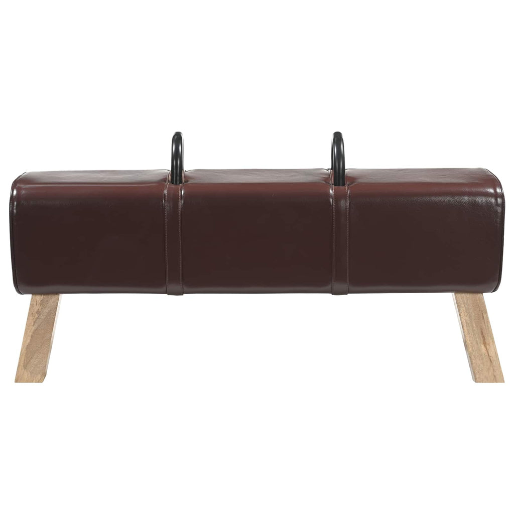 vidaXL ławka Ciemny brąz 110 x 30 x 45 cm Prawdziwa skóra