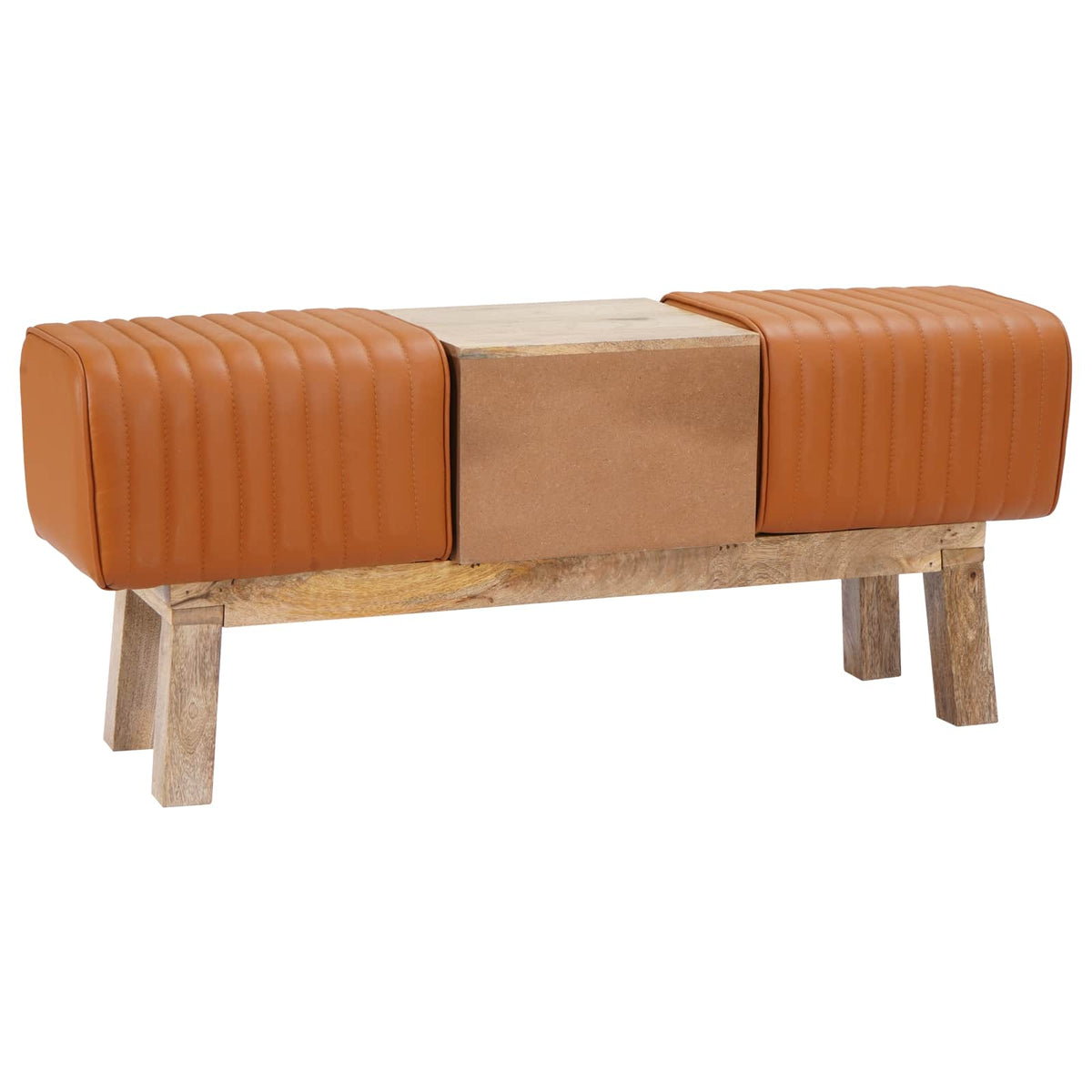 vidaXL ławka 110 x 30 x 45 cm Prawdziwa skóra brązowy