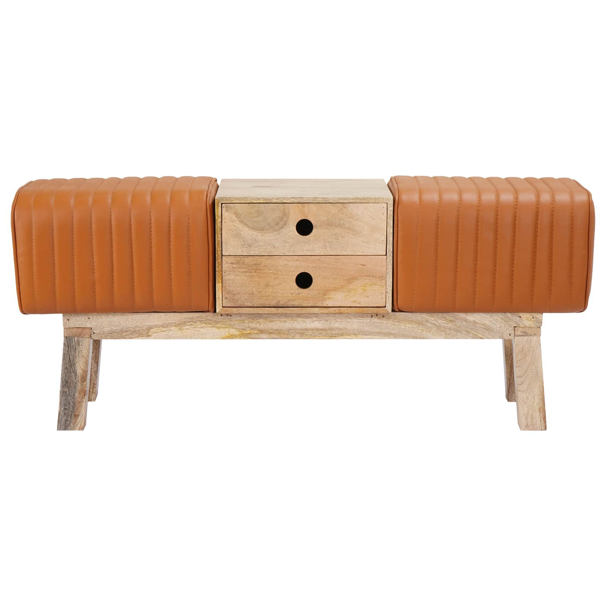 vidaXL ławka 110 x 30 x 45 cm Prawdziwa skóra brązowy