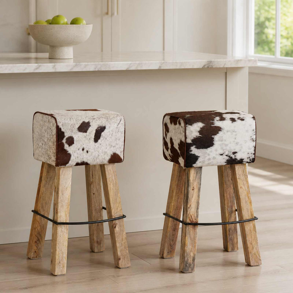 vidaXL Stołek barowy 2 szt. Brązowy i biały 44 x 33 x 74 cm