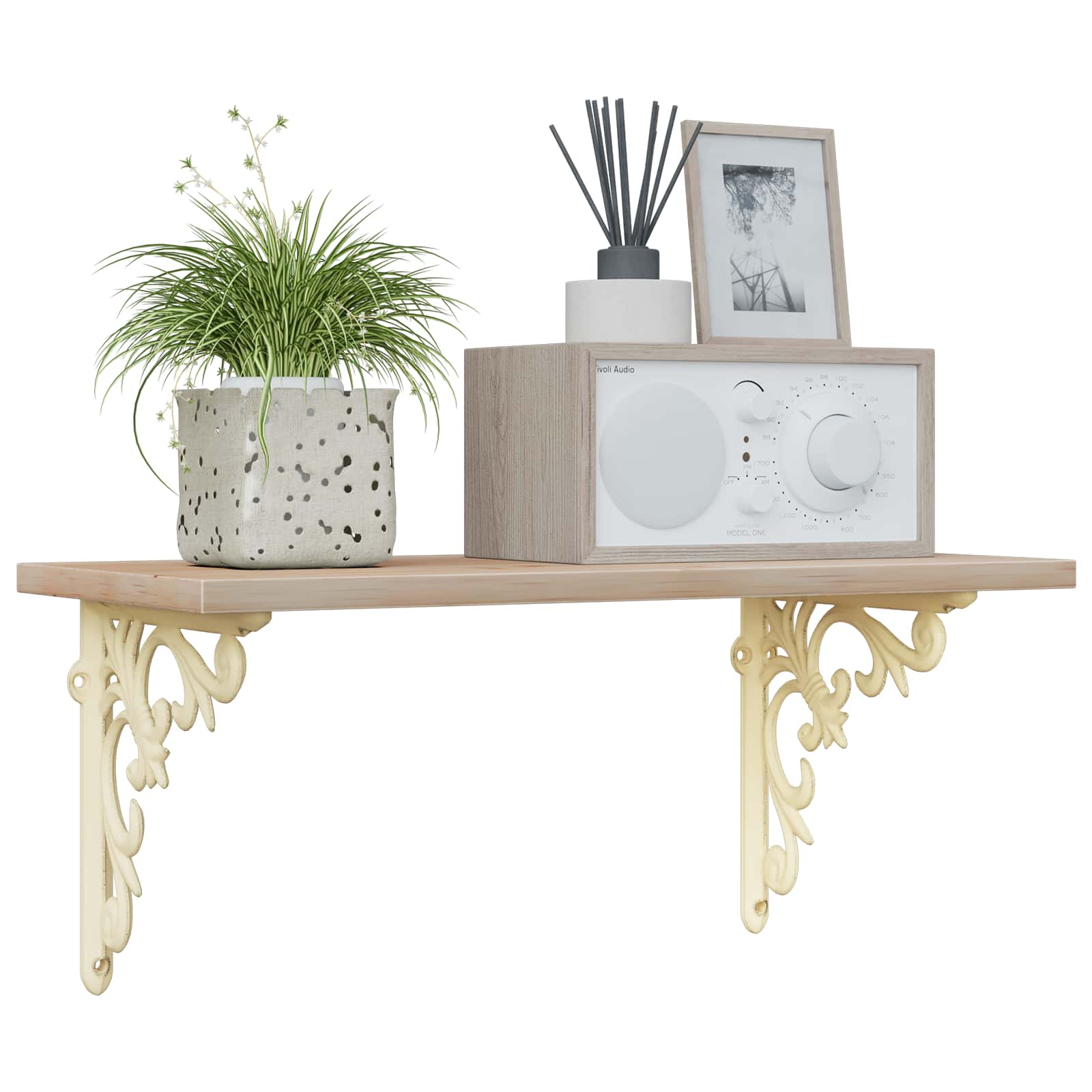 vidaXL Kątowniki do półek ściennych 2 szt. Antyczna biel