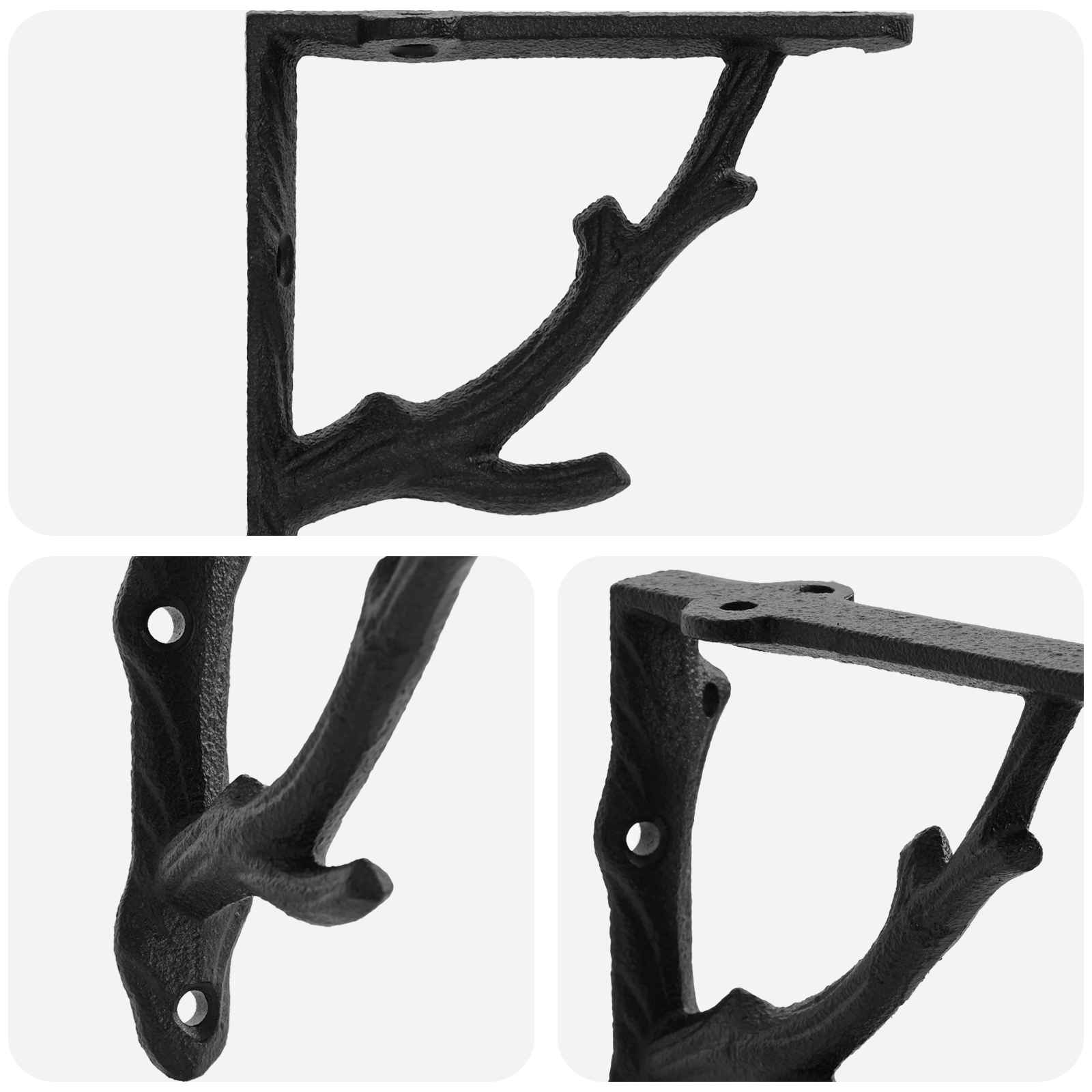 vidaXL Wsporniki do półek ściennych 2 szt. Czarny 21,5 x 21,5 x 3,5 cm