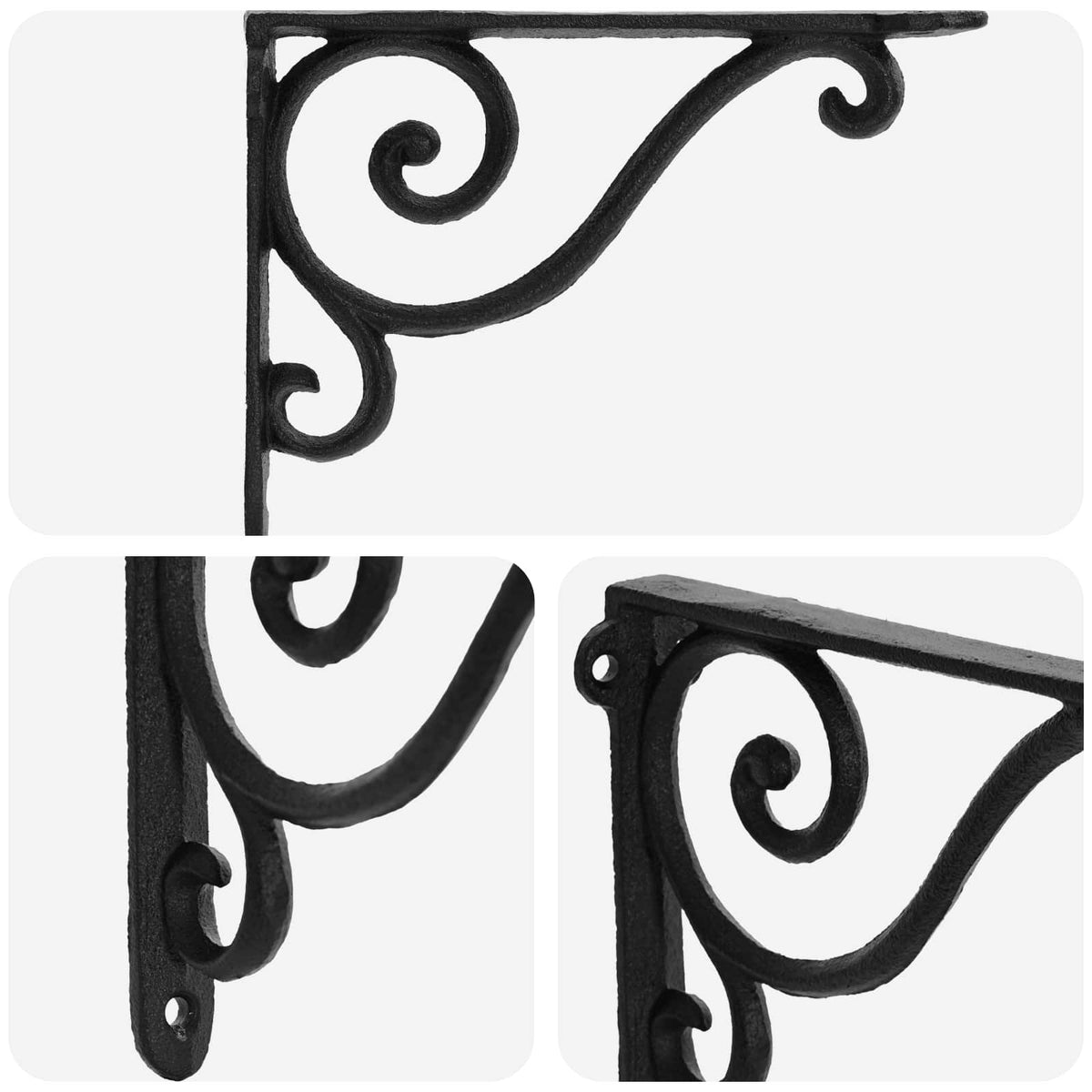 vidaXL Kątowniki do półek ściennych 12 szt. Czarny 12 x 14 x 3 cm Stal