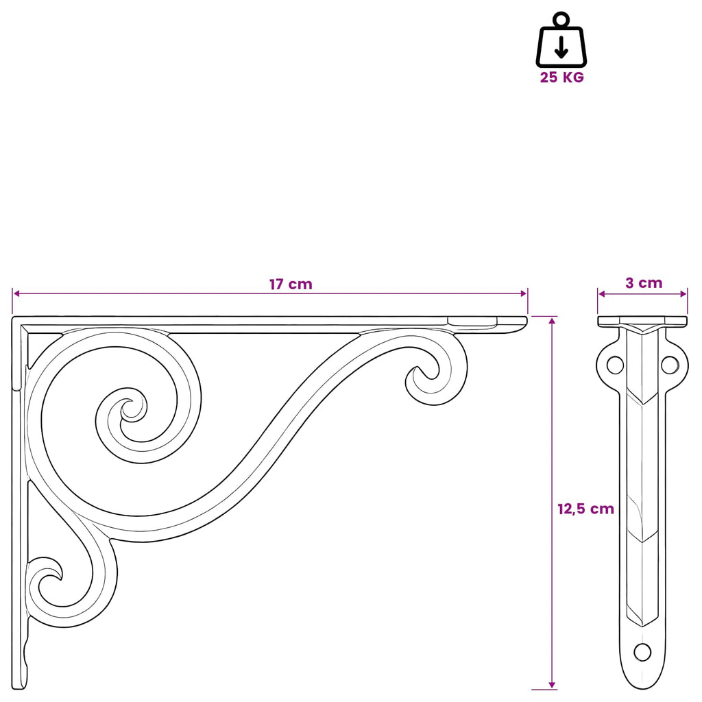 vidaXL Kątowniki do półek ściennych 2 szt. Antyczna biel