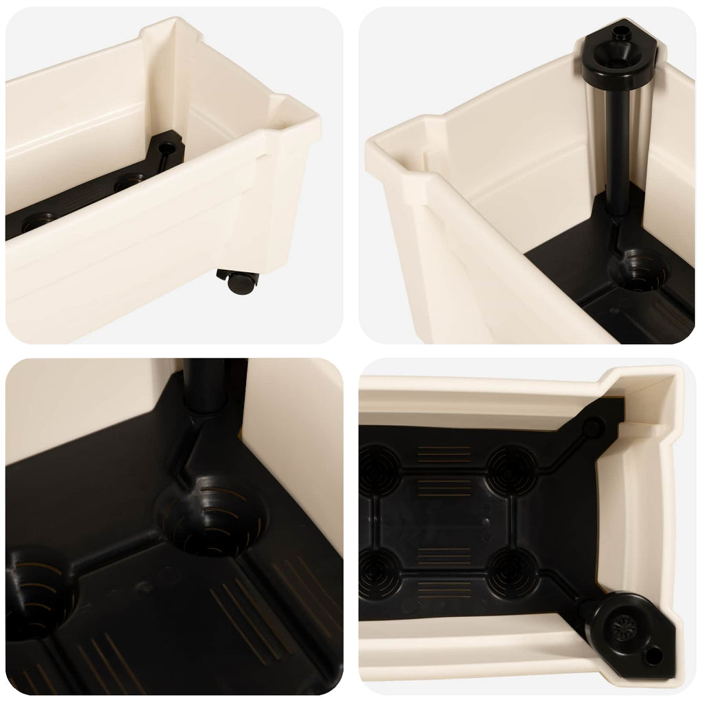 vidaXL Donica Calypso z kółkami Biały 79 x 35 x 33 cm PP