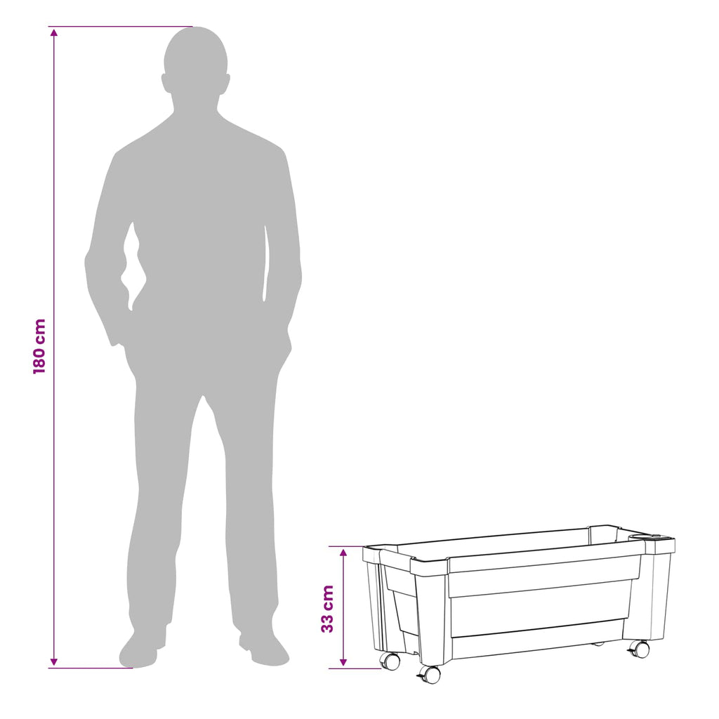 vidaXL Donica Calypso z kółkami Szary 79 x 35 x 33 cm PP