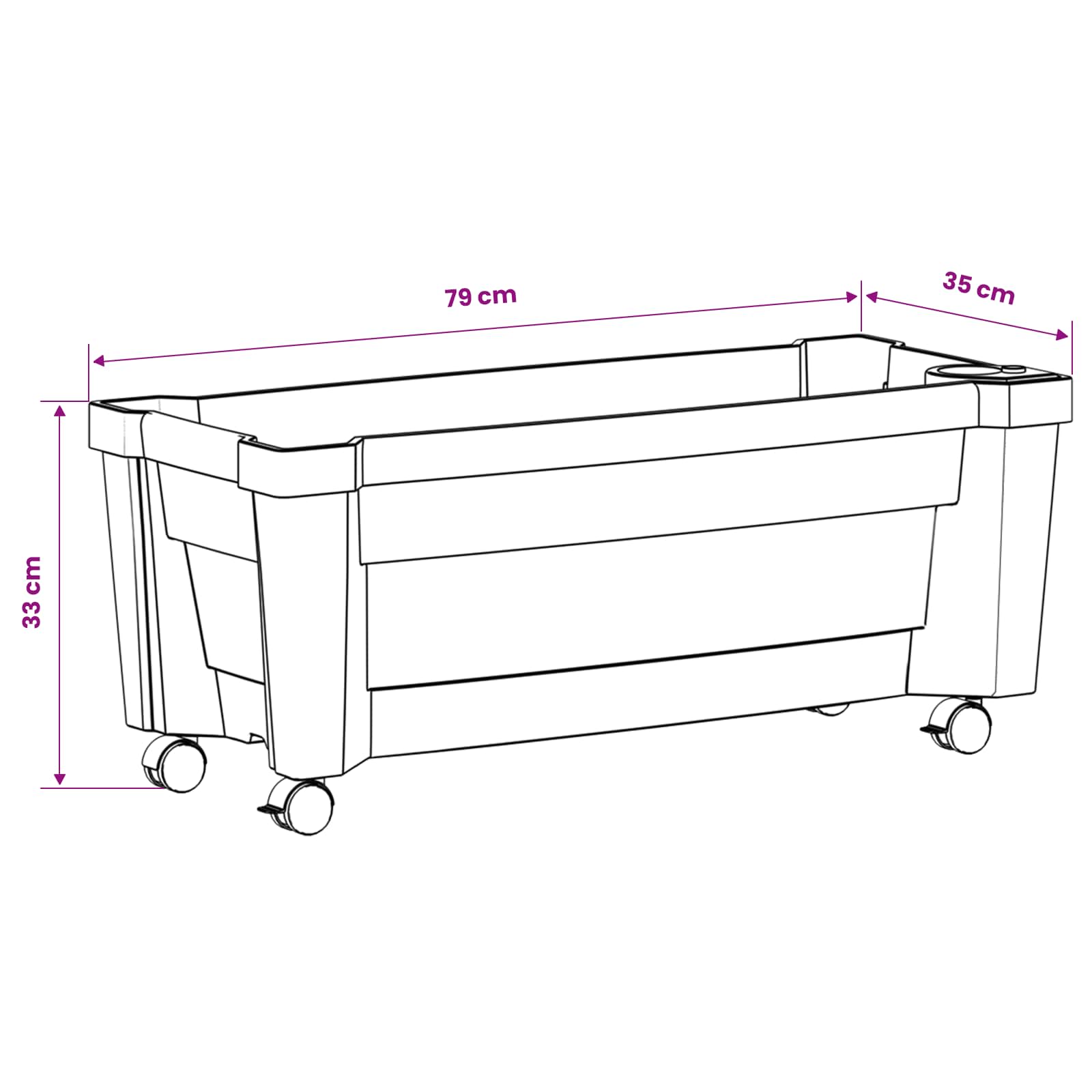 vidaXL Donica Calypso z kółkami antracytowy 79 x 35 x 33 cm PP