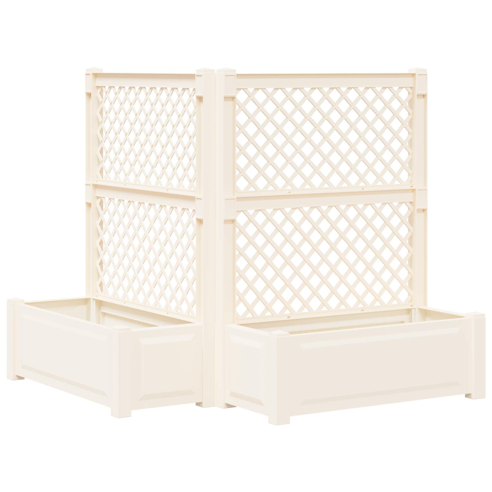 vidaXL Duża doniczka z trelą 2 pcs Biały 143 x 143 x 133,5 cm PP