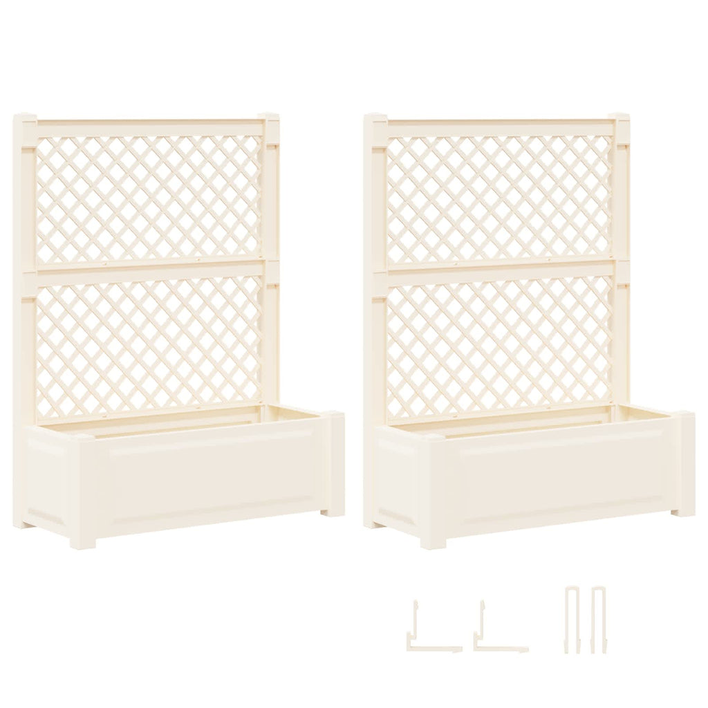 vidaXL Duża doniczka z trelą 2 pcs Biały 143 x 143 x 133,5 cm PP