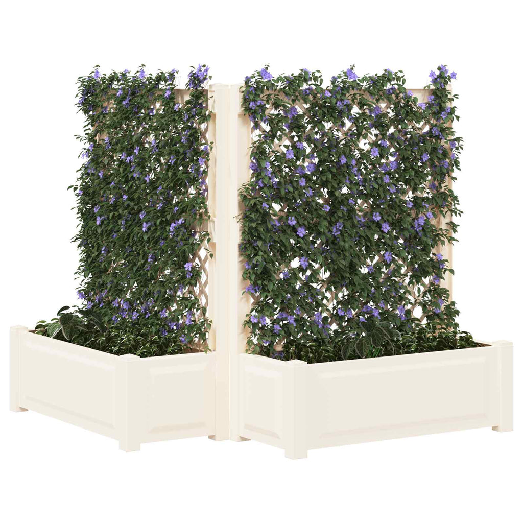 vidaXL Duża doniczka z trelą 2 pcs Biały 143 x 143 x 133,5 cm PP
