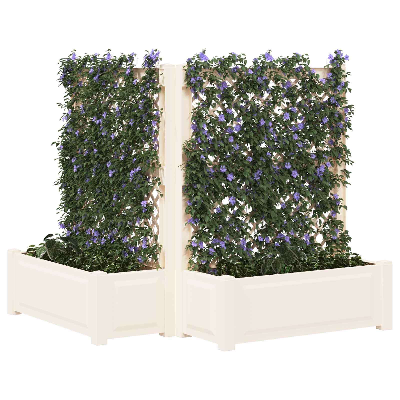 vidaXL Duża doniczka z trelą 2 pcs Biały 143 x 143 x 133,5 cm PP