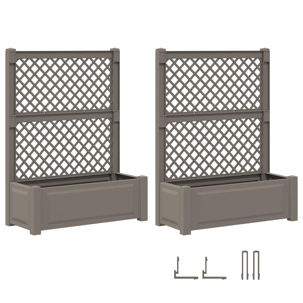 vidaXL Duża doniczka z trelą 2 pcs Szary 143 x 143 x 133,5 cm PP