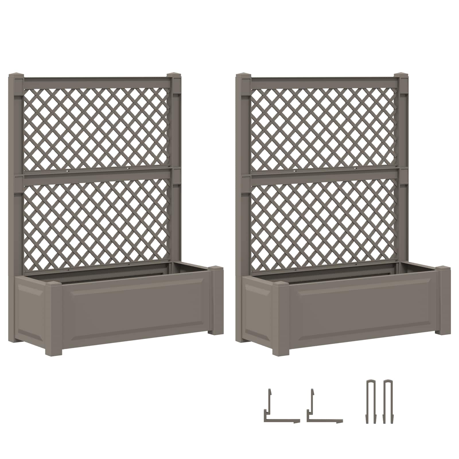 vidaXL Duża doniczka z trelą 2 pcs Szary 143 x 143 x 133,5 cm PP