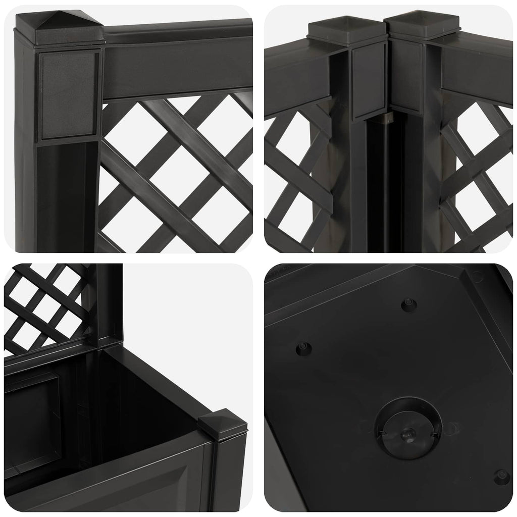 vidaXL Duża doniczka z trelą 2 pcs antracytowy 143 x 143 x 133,5 cm PP