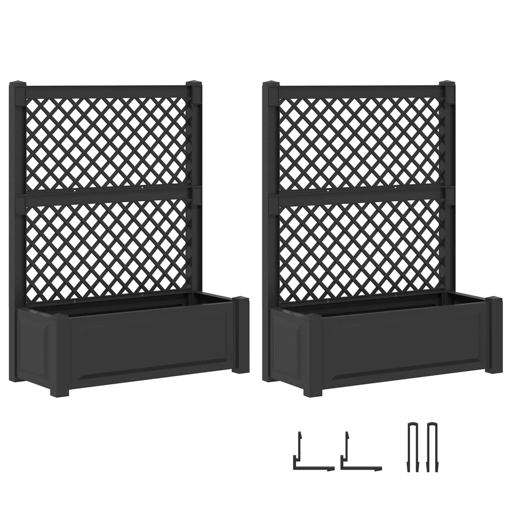 vidaXL Duża doniczka z trelą 2 pcs antracytowy 143 x 143 x 133,5 cm PP