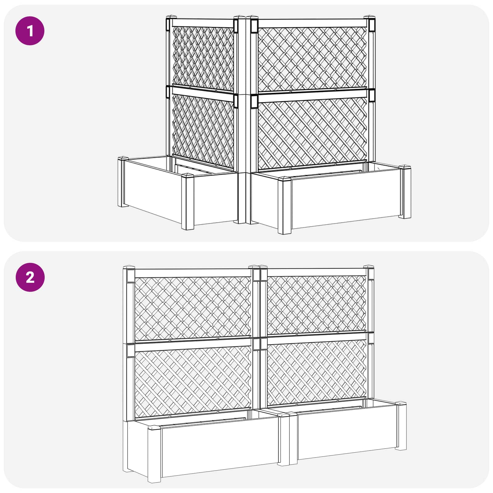 vidaXL Duża doniczka z trelą 2 pcs antracytowy 143 x 143 x 133,5 cm PP
