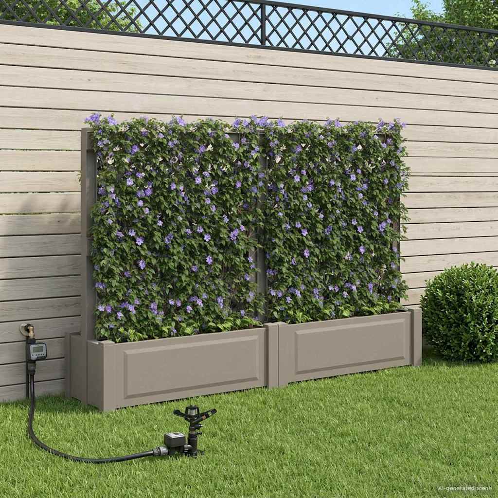 vidaXL Duża donica z trelisem 2 pcs Szary 200 x 43 x 133,5 cm PP