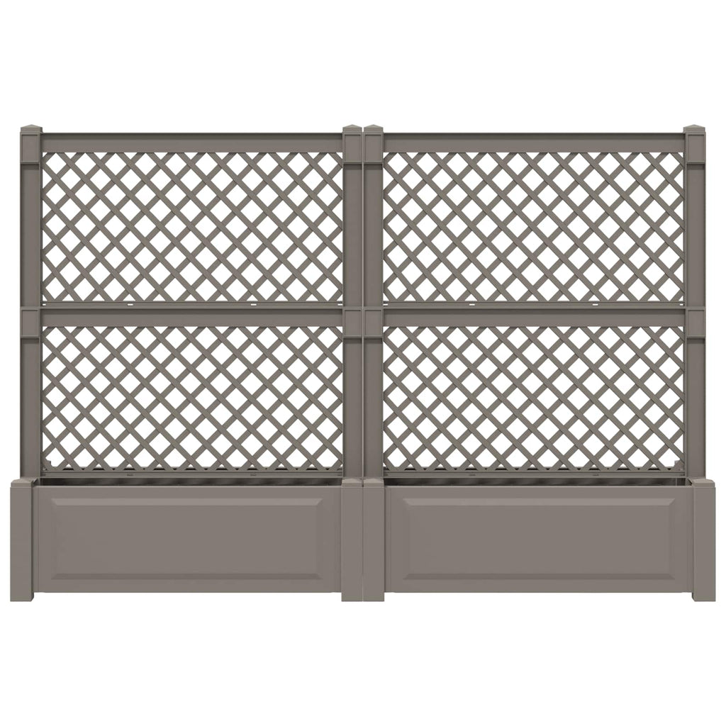 vidaXL Duża donica z trelisem 2 pcs Szary 200 x 43 x 133,5 cm PP