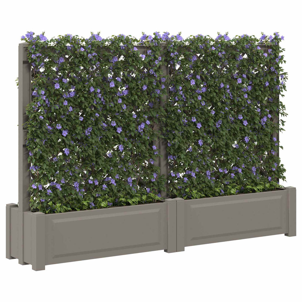 vidaXL Duża donica z trelisem 2 pcs Szary 200 x 43 x 133,5 cm PP