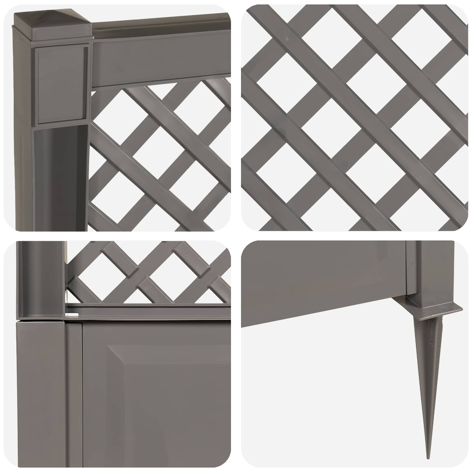 vidaXL Trellis z gwoździem Szary 99 x 6 x 165 cm PP