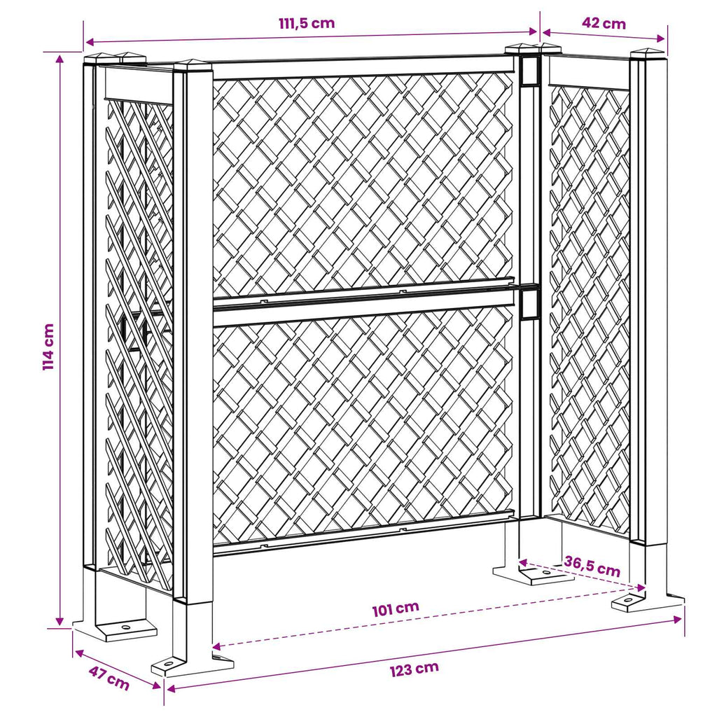 vidaXL Trellis Na Kosz antracytowy 123 x 47 x 114 cm PP