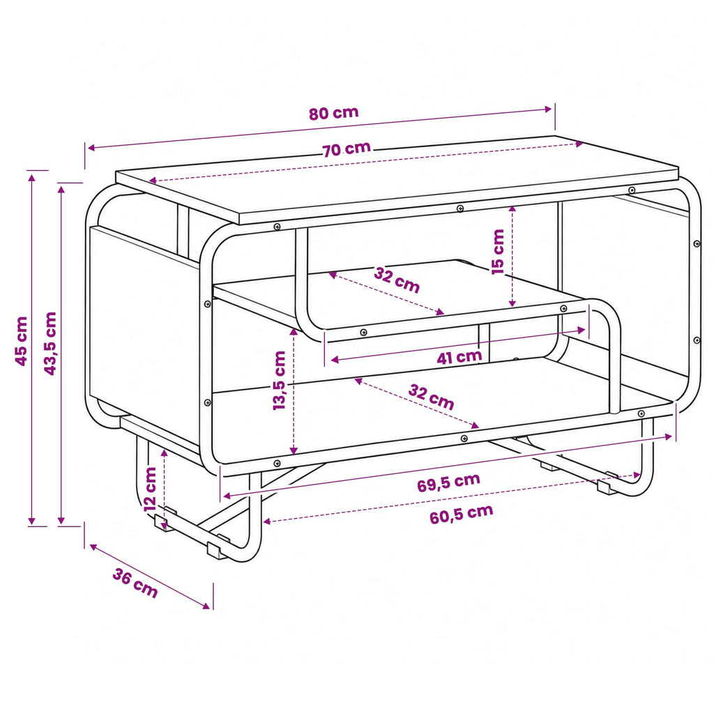 vidaXL Stół pod telewizor 80 x 36 x 45 cm dąb Sonoma