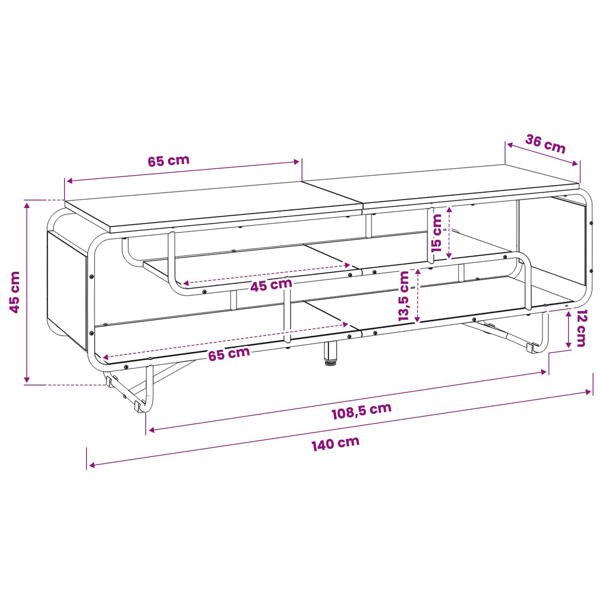 vidaXL Stół pod telewizor 140 x 36 x 45 cm dąb Sonoma