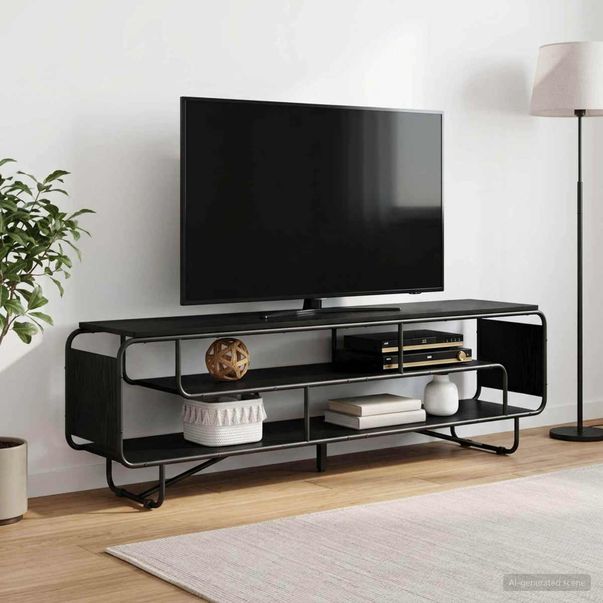 vidaXL Stół pod telewizor 180 x 36 x 45 cm Czarny dąb