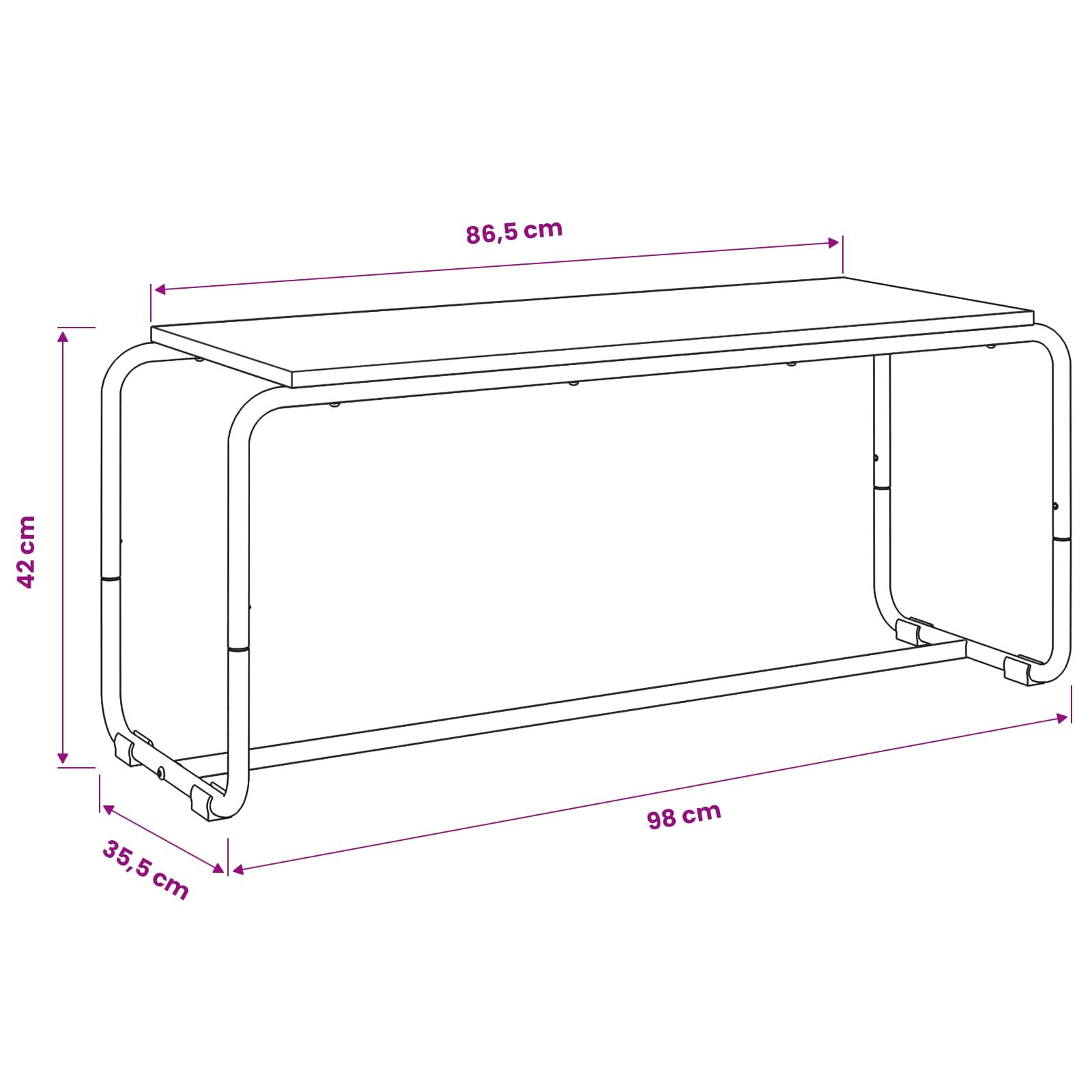 vidaXL Stół pod telewizor 98 x 35.5 x 42 cm dąb Sonoma
