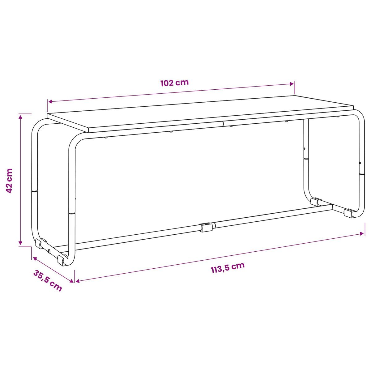 vidaXL Stół pod telewizor 113.5 x 35.5 x 42 cm Dąb wędzony