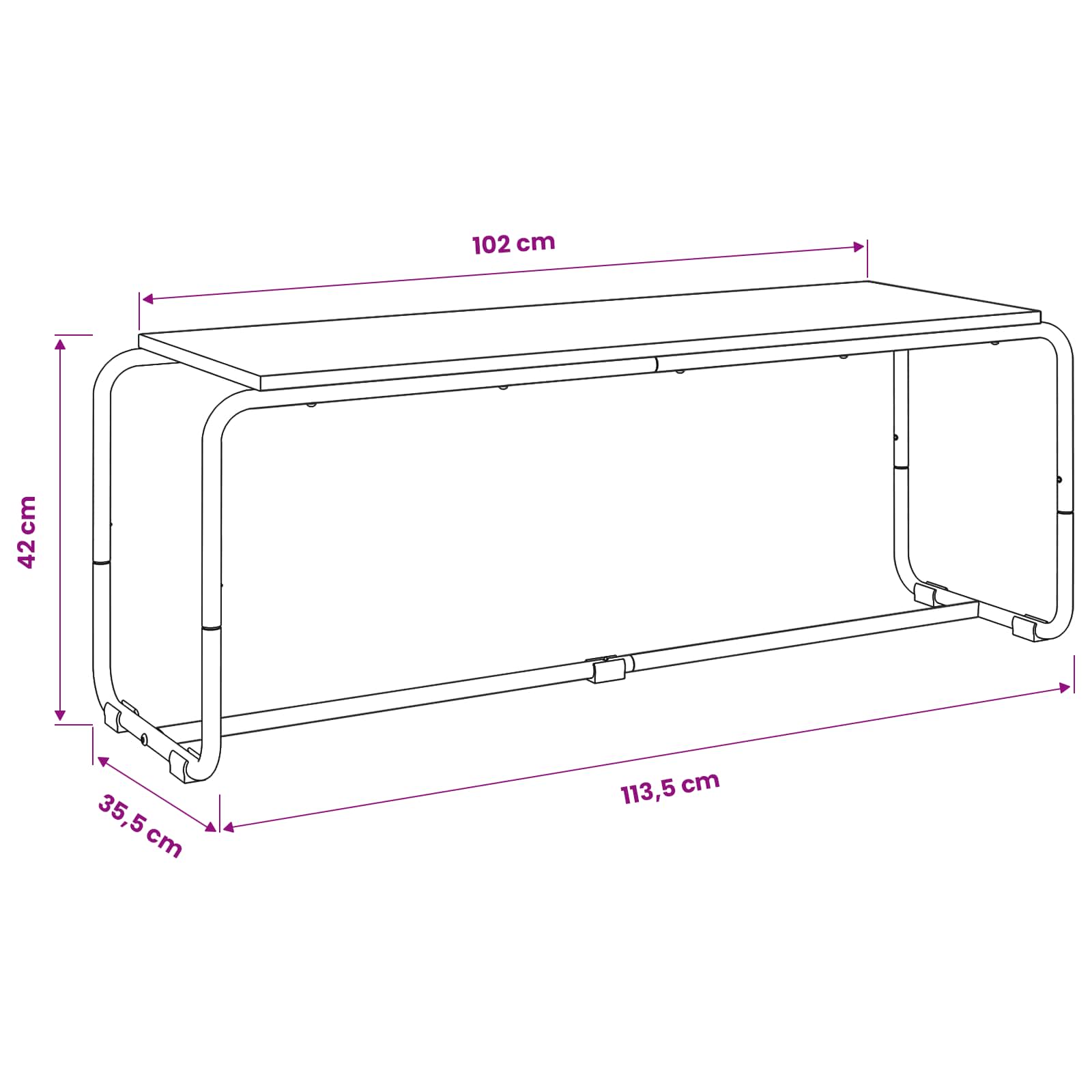 vidaXL Stół pod telewizor 113.5 x 35.5 x 42 cm Szary Sonoma