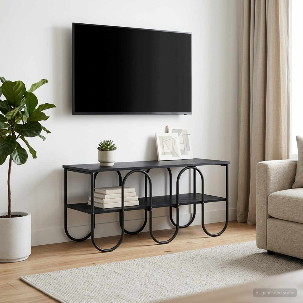 vidaXL Stół pod telewizor 100 x 40 x 50 cm Czarny dąb
