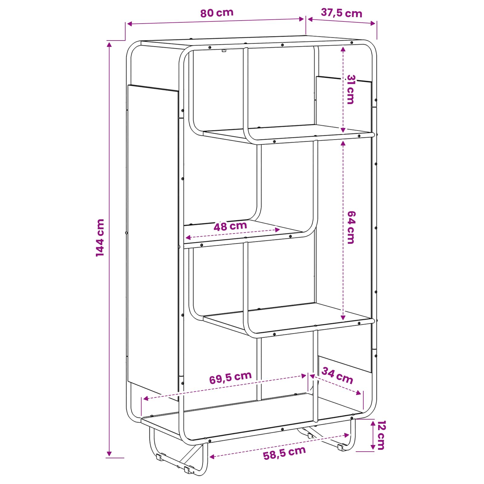 vidaXL Kredens Czarny dąb 80 x 37.5 x 144 cm Drewno inżynieryjne