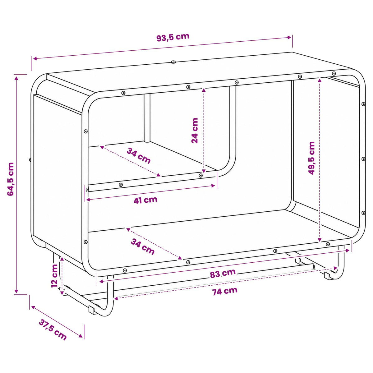 vidaXL Komoda Dąb artisan 93.5 x 37.5 x 64.5 cm