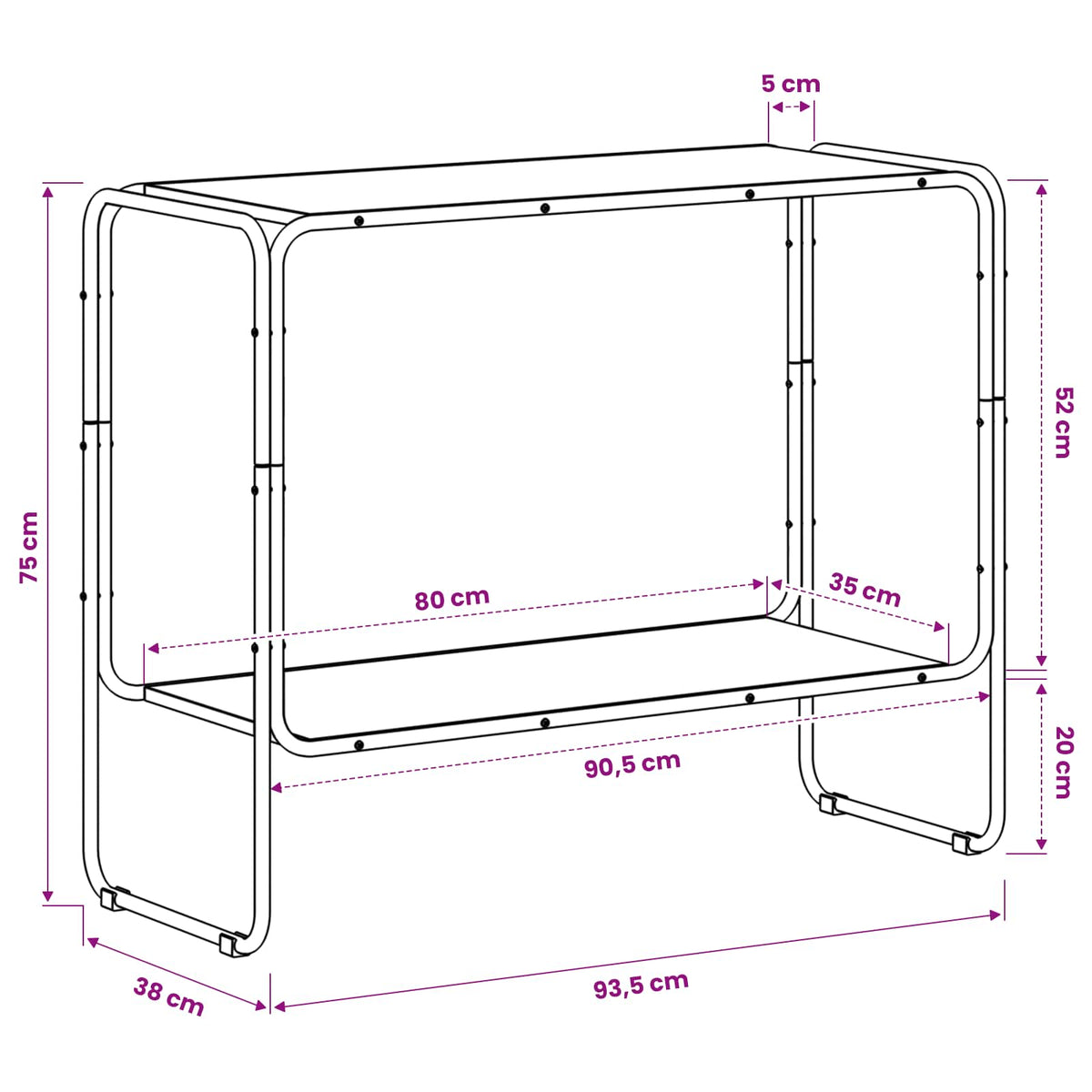 vidaXL Komoda Czarny dąb 93,5 x 38 x 75 cm Drewno konstrukcyjne