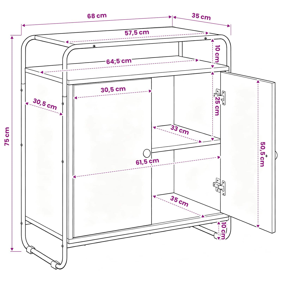 vidaXL Bufet Czarny dąb 68 x 35 x 75 cm Drewno inżynieryjne