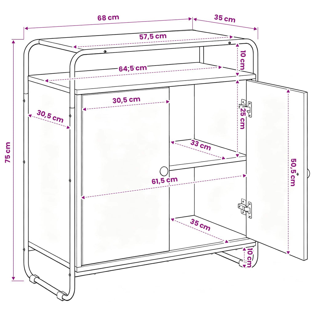 vidaXL Bufet dąb Sonoma 68 x 35 x 75 cm Drewno inżynieryjne