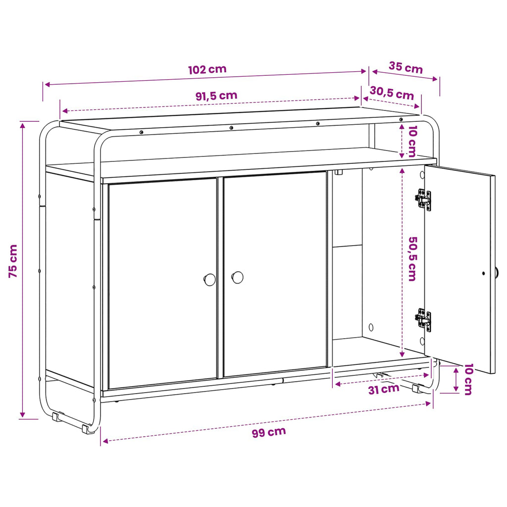vidaXL Bufet dąb Sonoma 102 x 35 x 75 cm Drewno inżynieryjne