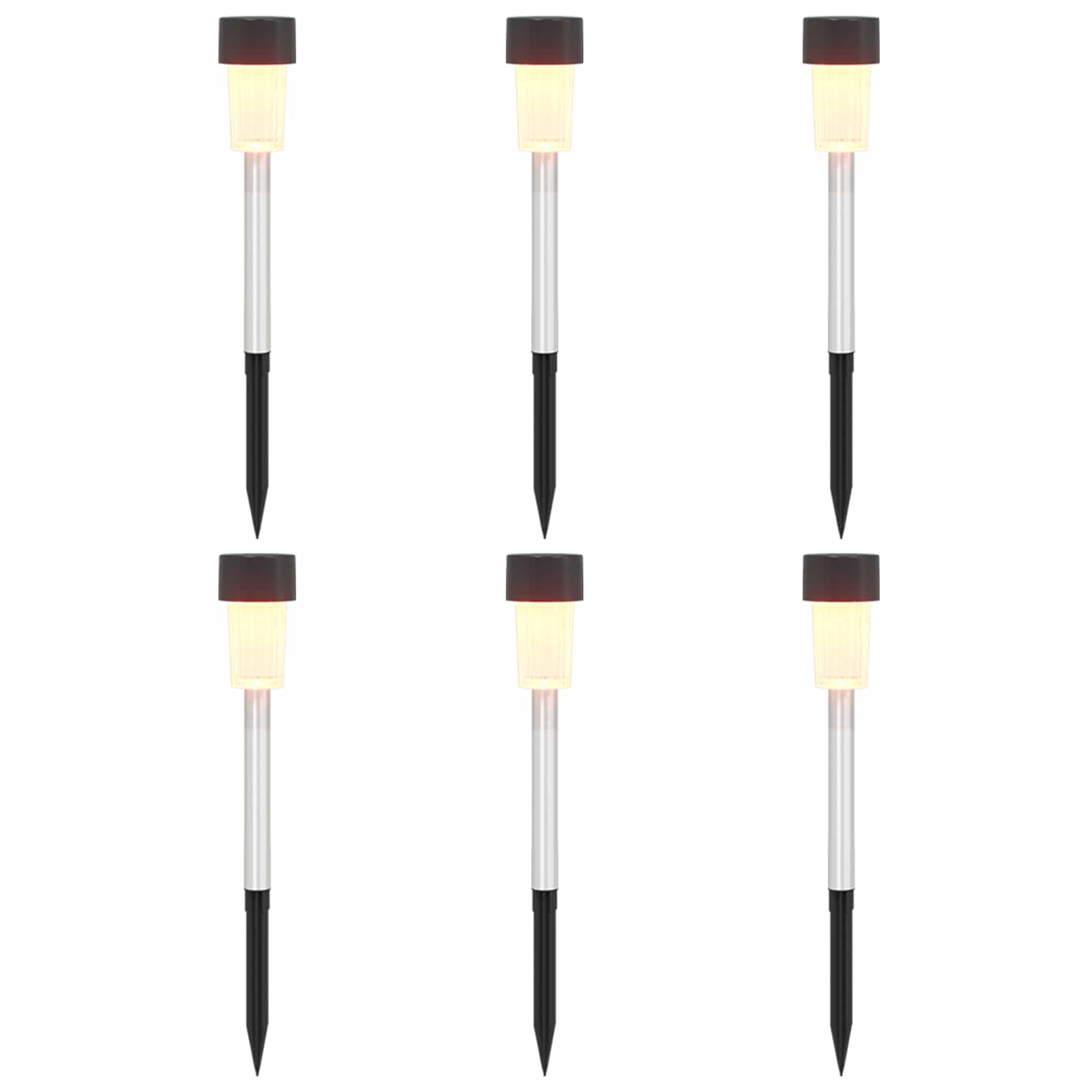 vidaXL Lampy solarnie zasilane z ostrzem do ziemi 6 pcs Ciepła biel