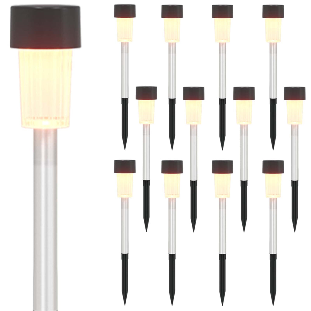 vidaXL Lampy solarnie zasilane z ostrzem do ziemi 12 pcs Ciepła biel