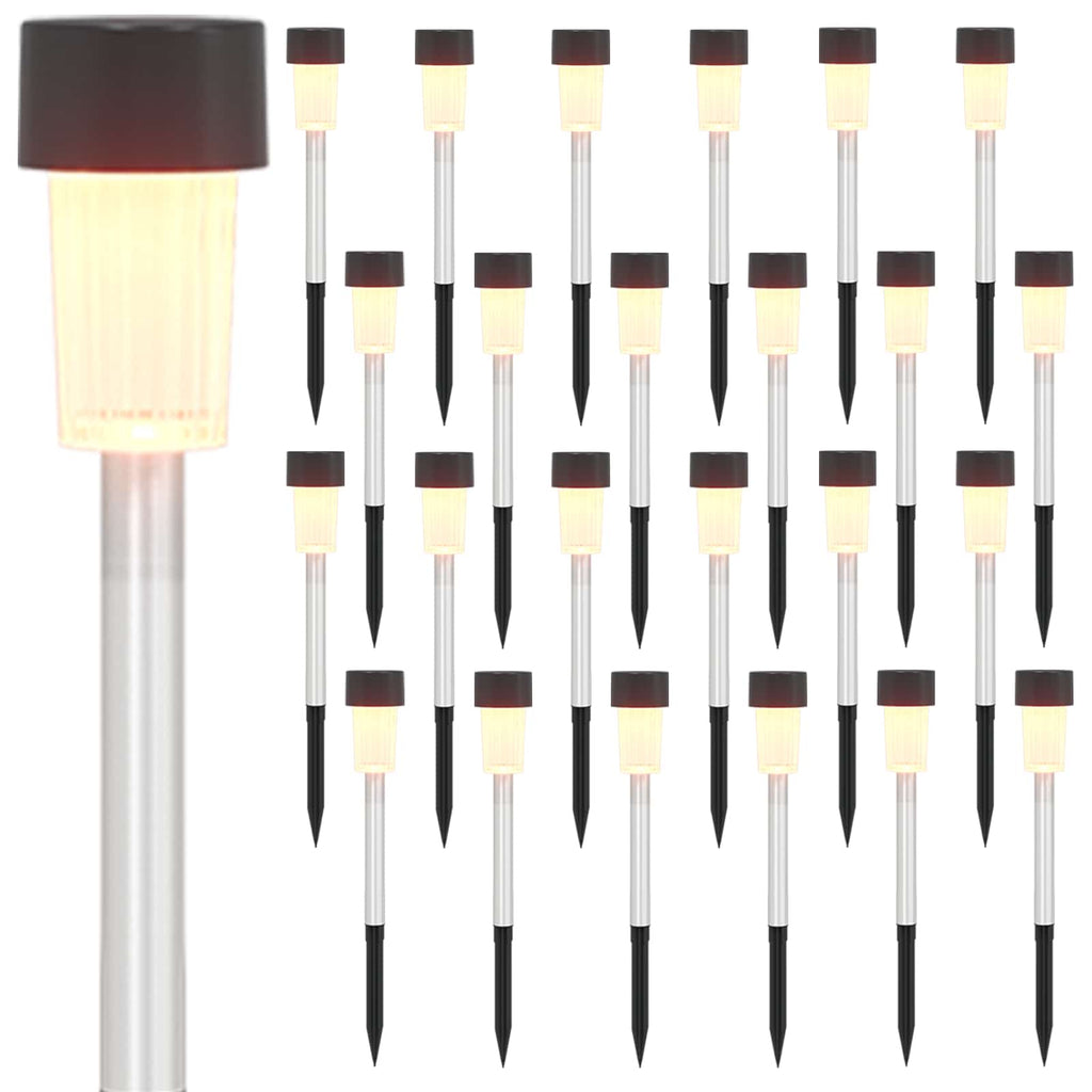 vidaXL Lampy solarnie zasilane z ostrzem do ziemi 24 pcs Ciepła biel